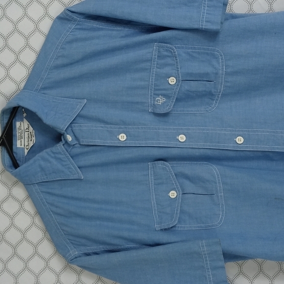 Christian Dior Monsieur men's med blue short sleeve casual button down shirt - Picture 2 of 7